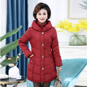 雪暖秋冬新款大码中年女士羽绒服女中长款修身收腰妈妈装2120