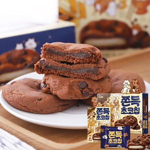 韩国进口零食 青右牌巧克力味打糕麻糬夹心糯米年糕派饼干小吃90g