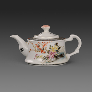 古瓷老瓷器古玩古董收藏民国珠山八友刘雨岑款花鸟粉彩瓷壶老瓷壶