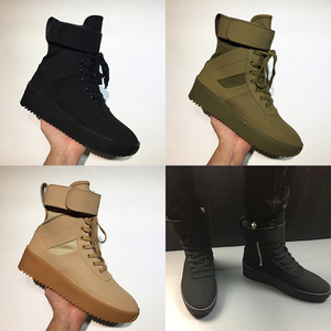 欧洲站2017新品fog高帮男鞋d金属拉链磨术贴牛皮短靴欧美潮牌板鞋