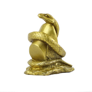 玄友 铜金元宝蛇摆件蟒蛇像饰品金属铜蛇办公桌金蛇属相生肖蛇形