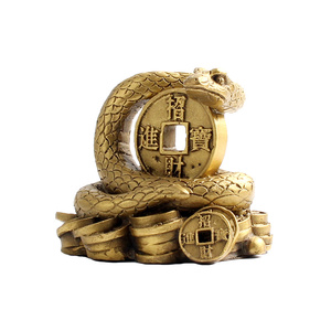 玄友 铜蛇摆件金属蟒蛇形生肖蛇属相工艺电视柜金蛇饰品金钱蛇像