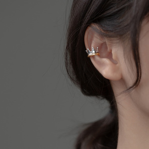 925纯银复古皇冠耳夹女无耳洞高级感小众设计感耳骨夹2024年新款