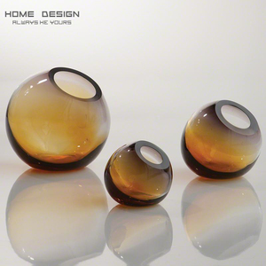 homedesign/琥珀色球形玻璃花瓶/家居饰品/软装摆件/球状创意造型