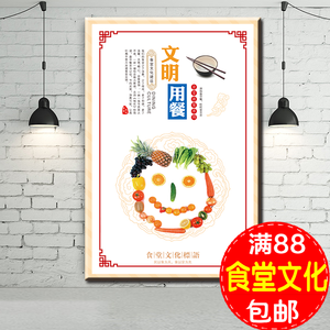 文明用餐食堂装饰画饮食文化中式餐馆饭店壁画学校公司企业挂画