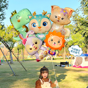 飘空铝膜气球充氦气飞天卡通婴儿童绑腿玩具公园摆摊可爱动物造型
