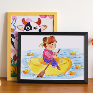 实木画框装裱儿童a4展示相框挂墙4k油画水彩素描作品a3框架8k定制