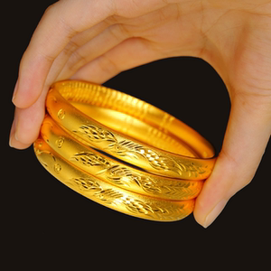 24k黄金手镯999足金女款假金镀金古法传承包银新款实心纯沙金镯子