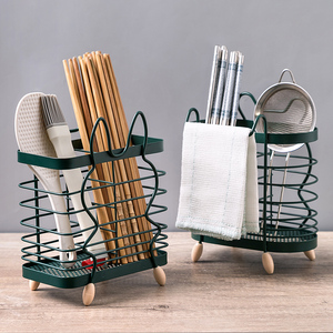 居家家厨房铁艺筷子筒家用壁挂式筷篓镂空沥水置物架防滑摆台筷笼