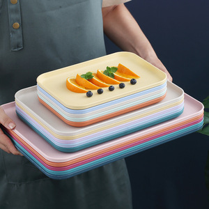 全新PP塑料托盘接水盘长方形北欧快餐厅幼儿园家用餐饮ins风盘子