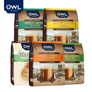 马来西亚进口OWL猫头鹰白咖啡榛果拉白原味三合一速溶咖啡600g