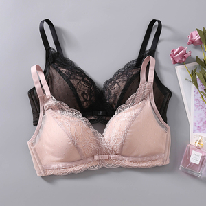 高档真丝无钢圈薄款文胸 100%桑蚕丝聚拢性感蕾丝真丝内衣胸罩女
