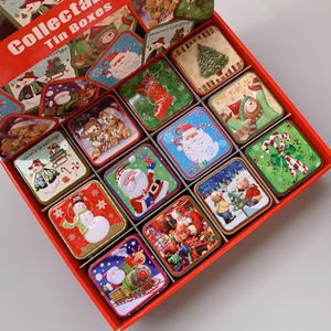 圣诞礼品包装盒烘焙马口铁盒茶叶小方盒学生礼物饼干盒圣诞糖果盒