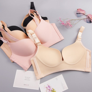 美思品牌内衣女夏一片式无钢圈小胸聚拢光面时尚日系少女款文胸罩