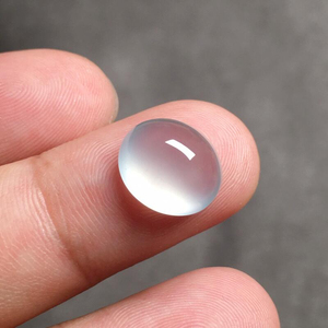 缅甸翡翠精品纯净白冰高冰种蛋面裸石高品质冰透起光戒面小蔡珠宝