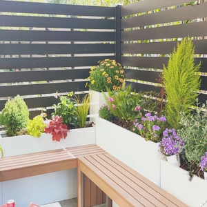 户外铁艺花箱座椅组合园林别墅造景花池庭院露台花坛卡座花盆定制