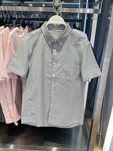 Baleno班尼路男装夏季纯棉牛津纺青年修身纯色短袖衬衫88804035