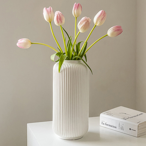 花瓶白色陶瓷摆件奶油客厅高级感插花复古法式美式轻奢大号水养小
