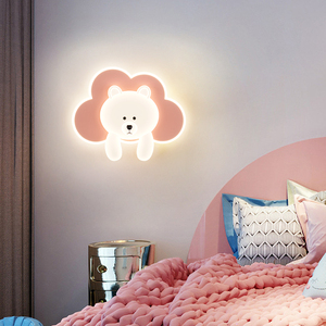 卧室床头灯创意奶油风卡通小熊云朵卧室灯温馨儿童房背景墙装饰灯