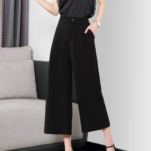 中年妈妈裤子春秋40岁50雪纺阔腿裤女高腰垂感夏宽松紧腰长裤薄款