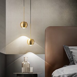 全铜卧室床头吊灯轻奢现代简约极简长线吧台客厅背景墙装饰吊线灯
