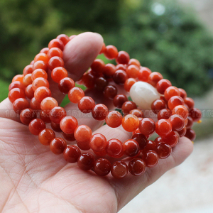 金丝玉手链天然新疆原色地表料纯红玉石手串108颗多圈层佛珠手链
