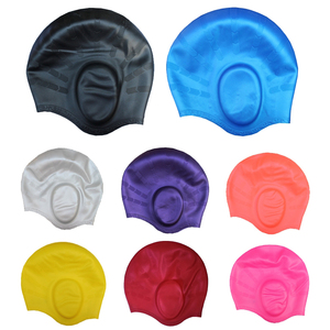 成人 护耳游泳帽 防水硅胶帽 包耳朵 可预防溅水 儿童可戴 送耳塞