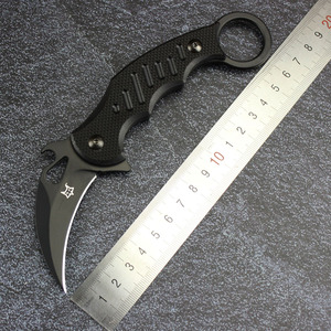 fox意大利狐狸fx-598黑色g-10柄鹰喙式户外小直刀多功能日常直刀