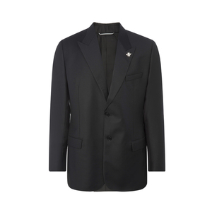 dior homme 黑色羊毛不规则领口男士商务休闲西服上衣