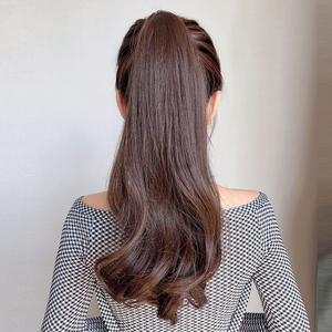 云朵烫高马尾假发女抓夹式中长发假马尾网红自然慵懒卷度辫减龄款