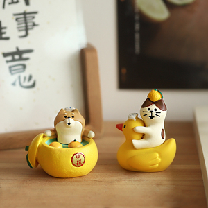 小日子不翻篇 柚子猫咪动物摆件日式和风创意装饰ins暖心礼物