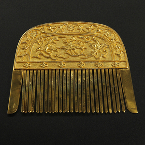 万宝德手工唐代梳子纯银镀金复古风汉服女士发梳插梳女孩结婚礼物