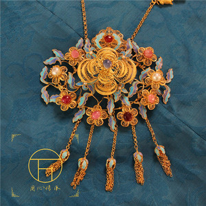 万宝德璎珞项圈明代首饰汉服发簪明代发饰流苏璎珞吊坠汉服后压