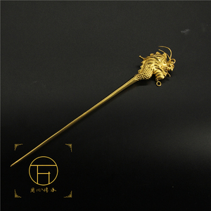万宝德古法手工錾刻银镀金男士发簪男款发簪古代金银器汉服首饰