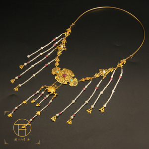 万宝德金玉良缘璎珞 珍珠项圈古装汉服配饰 流苏项链明制首饰