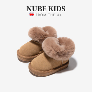 英国Nube童鞋真皮兔毛宝宝雪地靴冬季新款加绒棉靴保暖女童大棉鞋