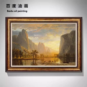 希望山谷纯手工绘油画欧式风景书房餐厅客厅玄关装饰画背景墙定制