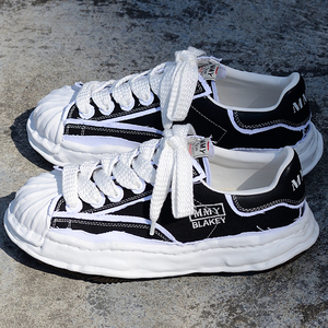 2022新款三原康裕mmy贝壳头余文乐溶解鞋二次元黑白拼接帆布板鞋