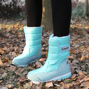 新款冬季雪地鞋女鞋防水中筒短靴厚底防滑雪地靴加厚加绒保暖棉鞋
