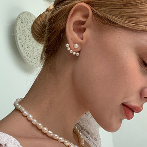PANDANA 王子文同款法式简约小香风微笑珍珠耳环小众设计感耳钉