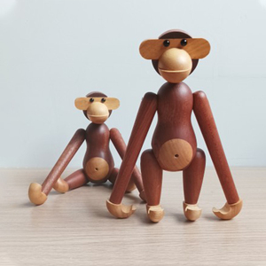 丹麦猴子木质木偶客厅桌面摆件北欧家居软装饰品墙面挂件创意礼物