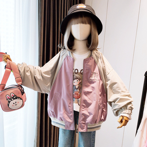 嗨大e小e品牌童装春装2023新款拼色夹克洋气字母棒球服外套2612