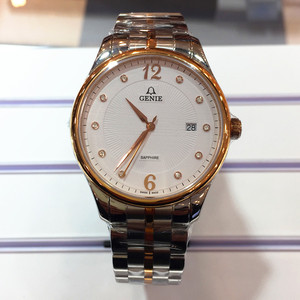 瑞士爵尼手表genie带钻日历石英表男表专柜正品1837