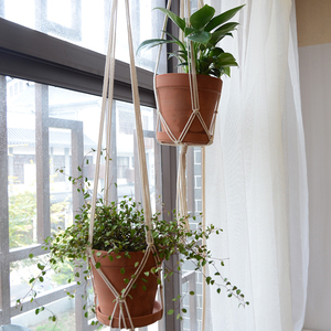 夏薾纯熙macrame编绳ins花店吊篮花篮编织diy材料包送自制教程