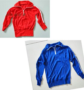 怀旧老库存 80年代红色晴纶衫 秋衣 运动衣 红色蓝色 2道杠