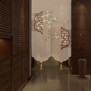 门帘唯美布艺新中式茶室禅意隔断装饰帘子流苏商用入户镂空防水