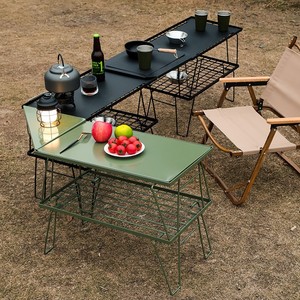 户外露营折叠网桌可拼接多色置物IGT组合厨房围炉多用野餐铁网桌