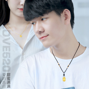 黄金项链女款情侣吊坠一对24k纯金心型2021年新款生日礼物送女友