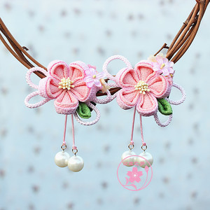 日本和风手作樱花头饰少女儿童流苏发夹和服浴衣古风汉服写真发饰