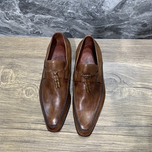 聚鹏名品 silvano lattanzi 朗丹泽 棕色尖头内鳄鱼乐福鞋